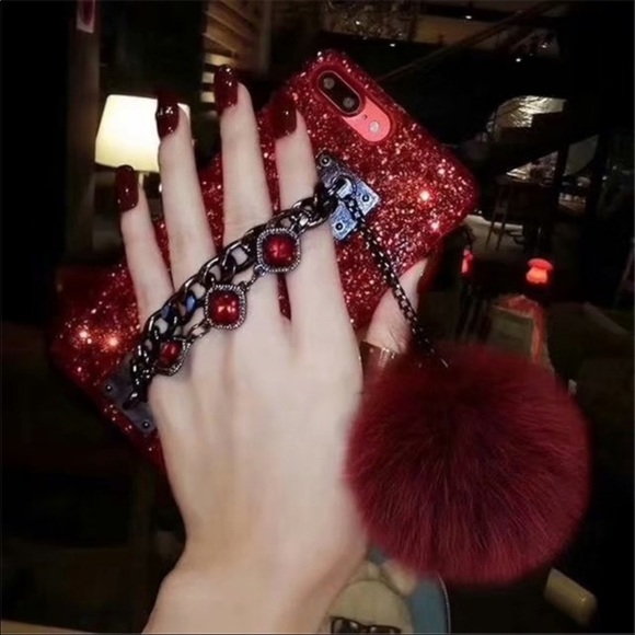 Laly’s Loves Accessories - NWT Red Gemstone Bracelet Red Glitter phone case